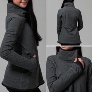 Ivivva Lululemon Girls Big Business Wrap Jacket Size 14 Slate Gray Fleece Lined